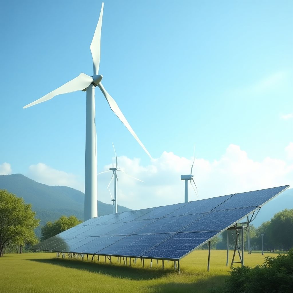 Hybridní větrná a solární instalace